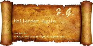 Hollender Gyula névjegykártya